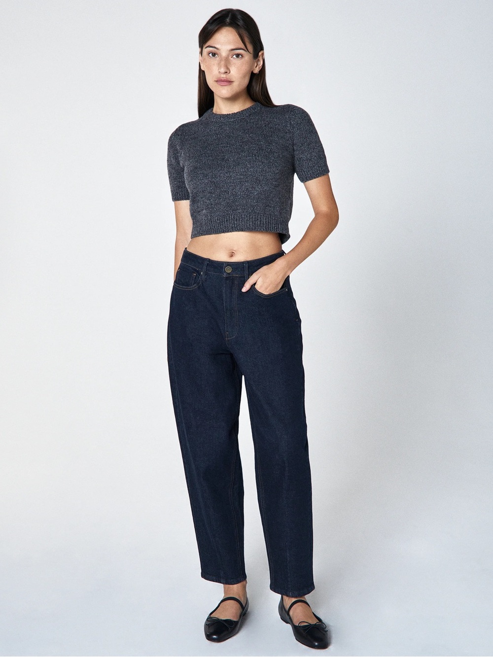 UNPUBLISHED ‘Taylor’ High-Rise Tapered Barrel Leg in Cadence Dark Wash